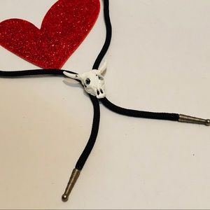 VINTAGE Buffalo skull head tie unique necklace.